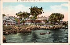 Griswold Hotel, New London, Connecticut- 1922 white border  Postcard - Canoe picture