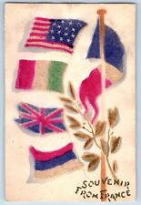 Grygla Minnesota MN Postcard Souvenir From France Flags WWI Embossed c1910's picture
