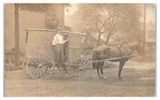 RPPC Man Standing Next To Horse and Buggy Postcard picture