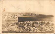 BIRDSEYE VIEW EAST antique real photo postcard rppc RAWLINS WYOMING WY reservoir picture