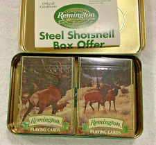 Vintage Remington Playing Card Set In Tin Box 1998 Elk Sealed Decks Collectible picture