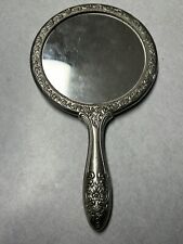 Heavy Vintage Ornate Vanity Mirror  Silver Plated Floral Design picture