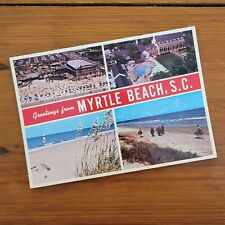MYRTLE BEACH POSTCARD 4 Views Greetings Pavilion Horseback Riders Golf Shipwreck picture