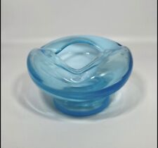 Mid Century 1960s Blue Kamei Art Glass Handblown Ashtray, Vintage Ashtray picture