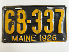 1926 Maine License Plate - 100% All Original Paint picture