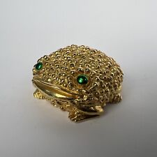 VINTAGE RARE AUTHENTIC MOON DROPS GOLD TONE EMERALD EYES FROG picture