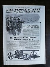 Vintage 1917 Hercules Land Clearing Service Department Full Page Original Ad 222 picture