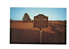 Vintage Patriotic  Postcard PRESIDENT HARDING  BIRTH PLACE SIGN  UNPOSTED CHROME picture