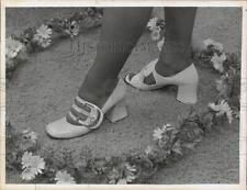 1970 Press Photo Woman Models Mrs. Charles Heeled Shoes - tub21161 picture