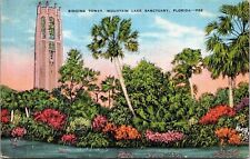 Singing Tower Mountain Lake Sanctuary Florida Linen Cancel WOB Postcard picture