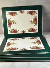 (4) Royal Albert Old Country Roses Rectangular Placemats Cork  Cloverleaf w Tag picture