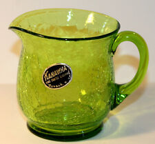 Vintage Kanawha Green Crackle Glass Small Pitcher Creamer Handcrafted Dunbar WV picture