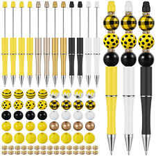 12Pcs Beadable Pens Set Fun DIY Beaded Ballpoint Pen Refillable Assorted Bead€ picture