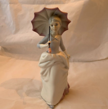 Vtg. Porcegama 12'' Porcelain Lady With Umbrella-- Made In Valencia, Spain picture