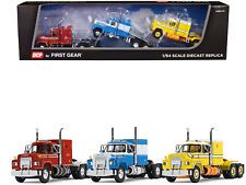 Mack R Sleeper Trio Set of 3 Truck Tractors in Red Blue and Yellow 1/64 Diecast picture
