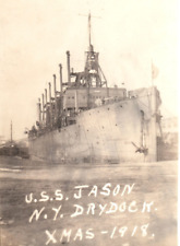 WWI USS Jason AC-12 Dry Dock New York US Navy Ship Real Photo Postcard RPPC picture