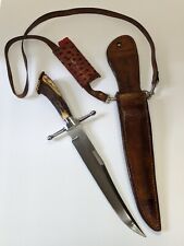 RARE Early Willie Rigney Massive Mountain Man Hunting Knife with Stag Horn Grip picture