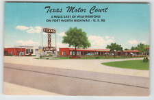 Postcard Texas Motor Court with Gas Pumps Near Weatherford, TX. picture