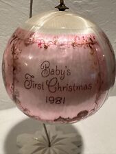 Hallmark Vintage 1981 Pink Baby Girl First Christmas Satin Ornament picture