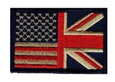 USA / UK Flag Distress Subdued British Usa Flag IRON ON Patch (SUBDUED)  picture