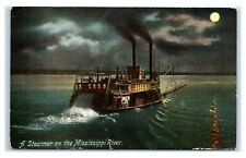 Postcard A Steamer on the Mississippi River, moonlight night U5 picture