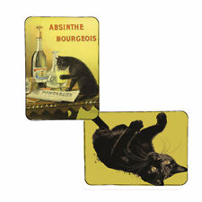 Set of 2 Absinthe Black Cat Art Nouveau Art Print Magnet Bar Fridge Decor 3