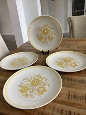 Set of 4 Royal Jubilee Cavalier Yellow Flowers Dinner Plates USA Ironstone MCM picture