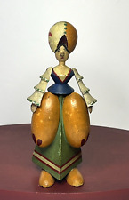 Vtg Wooden Folk Art Doll European Czech Slovak Costume Woman Figure Rare picture
