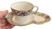 VTG Rare Aynsley Bone China TeaCup & Snack Saucer Hummingbird Flowers 1905-1925 picture