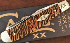 CASE XX USA TIGER PRINT SMOOTH ORANGE BONE MINI TRAPPER KNIFE 2023 6207 SS picture