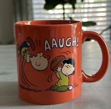 Peanuts Orange Large Mug, Charlie Brown & Lucy Coffee Mug Drinkware Pristine picture