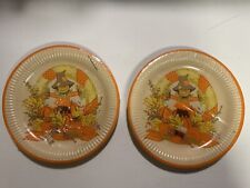16 Vtg Fall Halloween Thanksgiving Scarecrow Pumpkin C.A. Reed 9” Dinner Plates picture