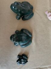 Dempster cast iron frogs, set of 3, paperweights, doorstops, garden art, etc.  picture