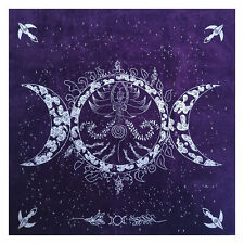 Triple Moon Pentagram Altar Tarot Cloth Divination Flannel Purple Table Cloth picture