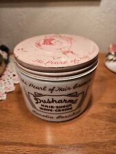 1960's Vtg. DUSHARME Hair Cream Large Milk Glass Jar W/Metal Lid Empty picture