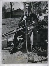 1935 Media Photo Herman Warren plans long hike on crutches picture