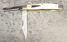 Vintage SCHRADE 33WB WHITE BONE TRAPPER 2 Blade Pocket Knife Razor Sharp Mint picture