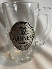 Guinness Dublin St.James Gate Ireland Metal Pewter Logo Badge On Clear Glass Mug picture