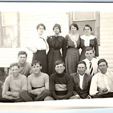 c1910s Group Young Adults RPPC Men Women Boys Girl Handsome Cute Real Photo A173 picture