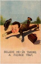 Believe Me I'm Taking a Fierce Trip Man Falling E.B. Kemble 1913 Comic Postcard picture