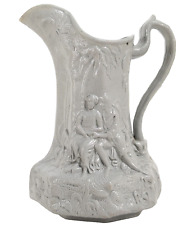 Salt Glaze Stoneware Pitcher Gray Drabware Paul and Virginia 5.875