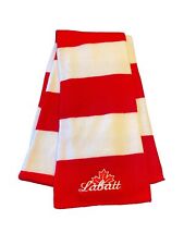 Labatt Red White Striped Embroidered Canadian Maple Leaf Knit Scarf Muffler picture