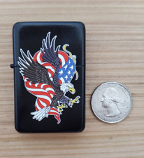 American Flag & Eagle Steel Oil Lighter (Pure Black) picture