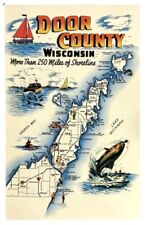 Large Letter Map Postcard Door County Wisconsin More Than 250 Mi of Shoreline picture