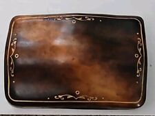 Beautiful Vintage Italian Leather Trinket Box W/Gold Detail 2.5 x 4 x 1.5