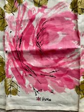 NWOT RARE VERA 🐞 NEUMANN Large Pink Roses Linen Kitchen Tea Hand Towel VTG picture