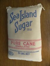 Rare Vintage 5lb Sea Island Sugar Pure Cane FULL Cloth Sack Bag~Unopened picture