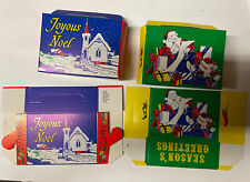 2 Vintage Christmas Cardboard Candy Boxes Santa Joyous Noel USA picture