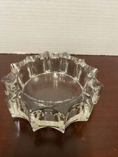 Vintage Lead Crystal 4 Slot Ashtray Round Clear Cut Glass Heavy 5.5” picture