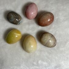 Lot of 6- Vintage Italian Alabaster Marble Eggs Hand Carved Stone  1.5” picture